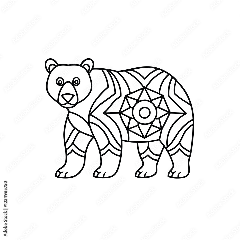 Fototapeta premium Decorative Mandala Bear Icon Design Vector
