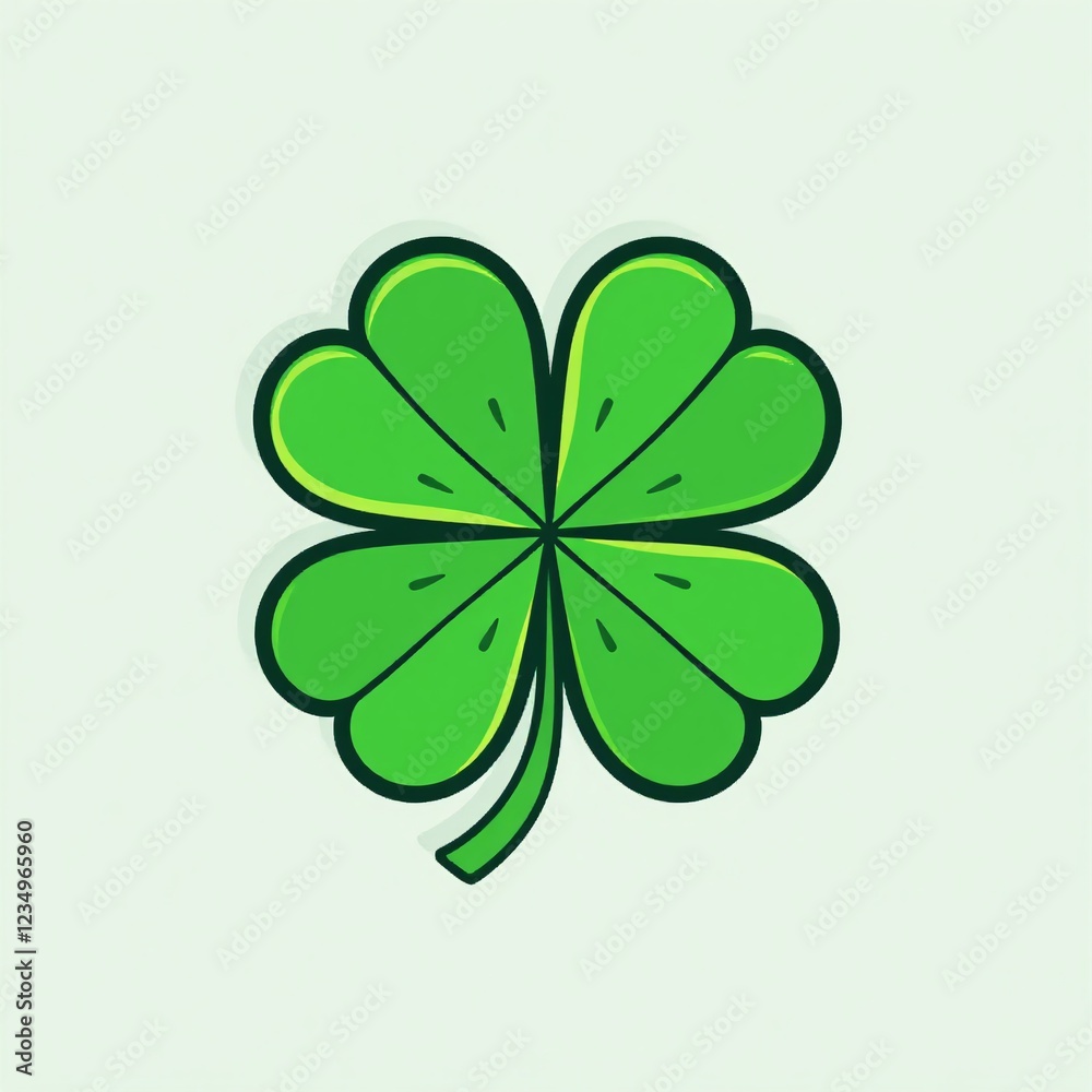 Vector shamrock icon, Irish symbol of luck, four-leaf clover, clean design, green graphic Vector shamrock icon, Irish symbol of luck, four-leaf clover, clean design, green graphic