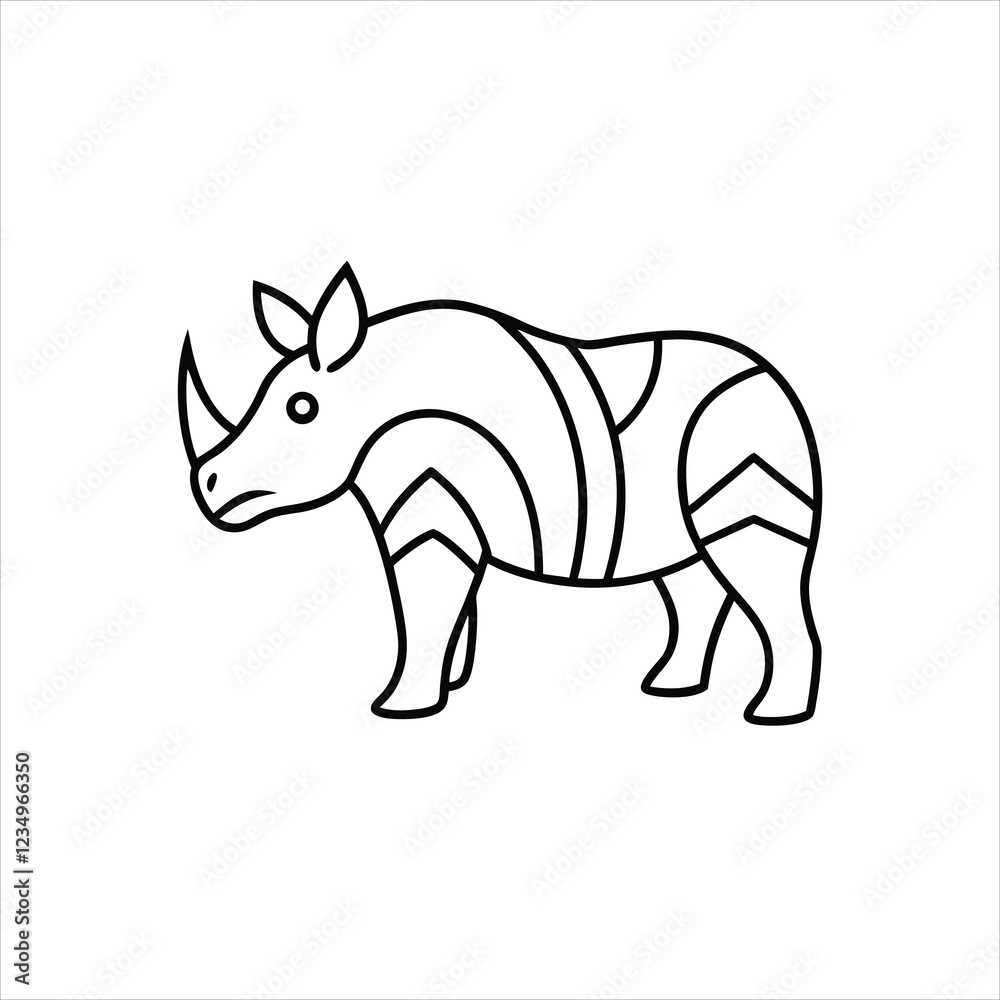 Fototapeta premium Decorative Rhino Animal Art with Zentangle Patterns Vector