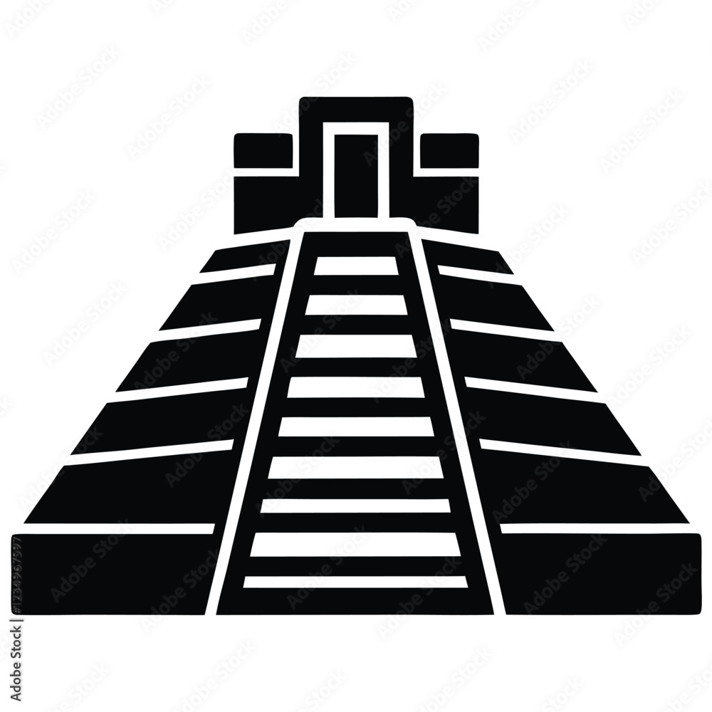 Aztec Pyramid Silhouette Vector Illustration Aztec Pyramid Silhouette Vector Illustration