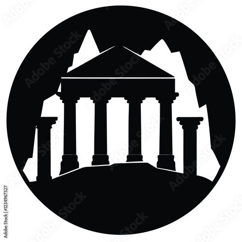 Archaeological Ruins Silhouette Vector Illustration
