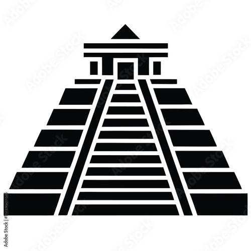 Aztec Pyramid Silhouette Vector Illustration