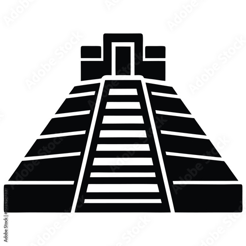 Aztec Pyramid Silhouette Vector Illustration