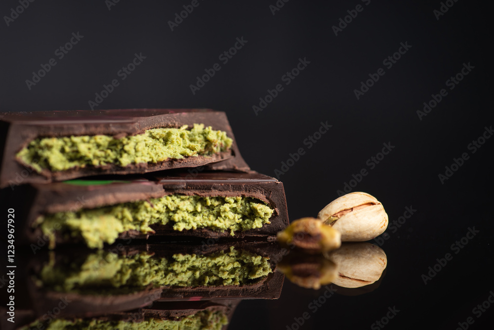 Delicious Dark Chocolate with Pistachio Filling. Viral dubai chocolate
