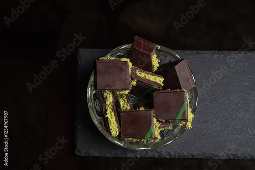 Delicious Dark Chocolate with Pistachio Filling. Viral dubai chocolate