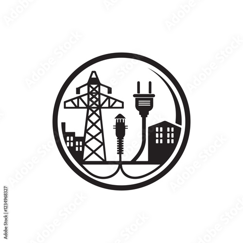 electrical symbol silhouette vector line art logo