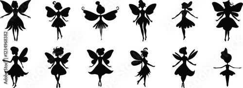 Fairy silhouette set vector design big pack of fantasy illustration and icon