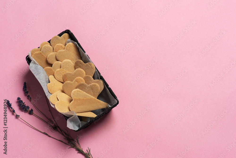 Heart Shaped Cookies in a Black Container
