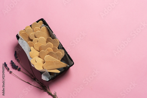 Heart Shaped Cookies in a Black Container
