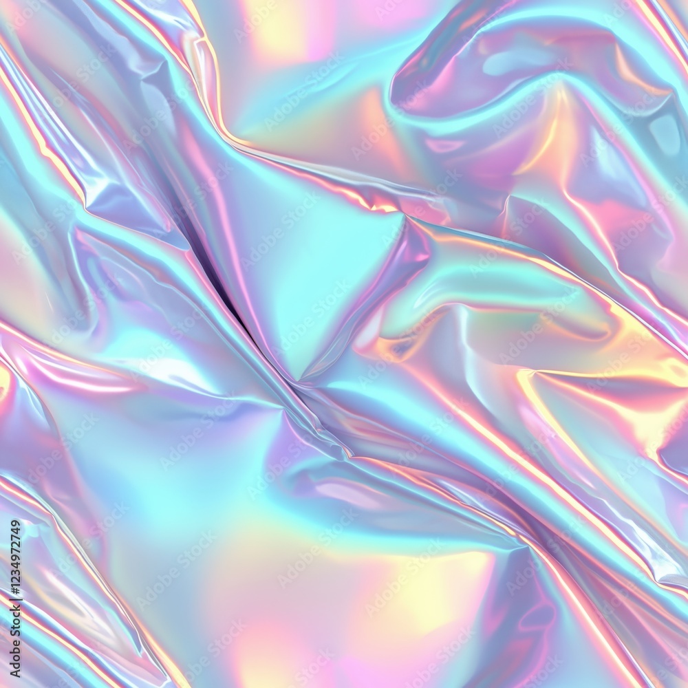 Naklejka premium Holographic texture seamless pattern with rainbow reflections square tile background smooth surface design
