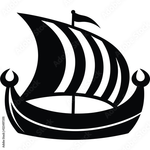 Viking Ship Silhouette Vector Illustration