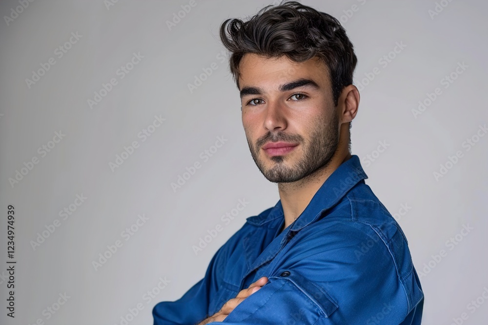 Obraz premium a man posing in blue uniform