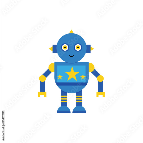 Tech Inspired Blue Robot Logo with Star Elements Vector