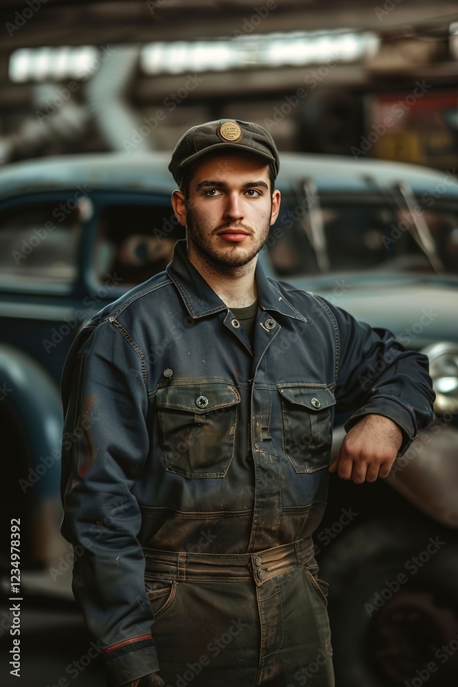 Fototapeta premium a man in uniform who repairs cars