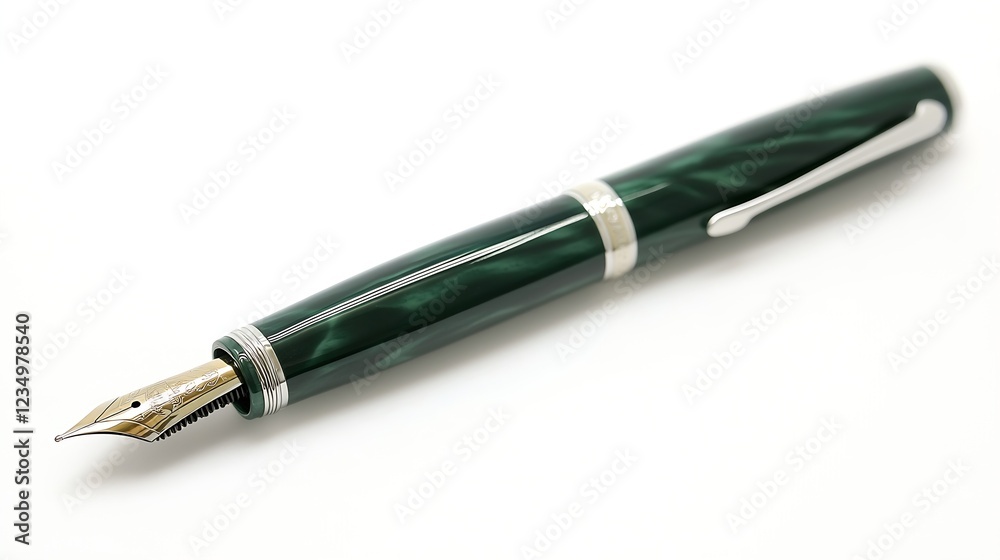 Luxury Green Fountain Pen with Elegant Design and Metallic Accents for Sophisticated Writing : Generative AI Luxury Green Fountain Pen with Elegant Design and Metallic Accents for Sophisticated Writing : Generative AI