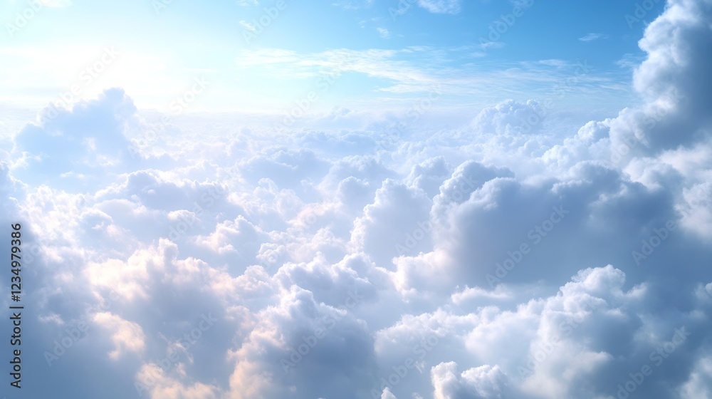 Fototapeta premium Vast Sky with Expansive White Clouds and Blue Horizon : Generative AI