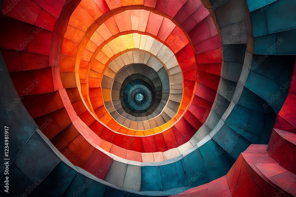 Fototapeta premium Abstract Colorful Spiral Staircase Architecture Design