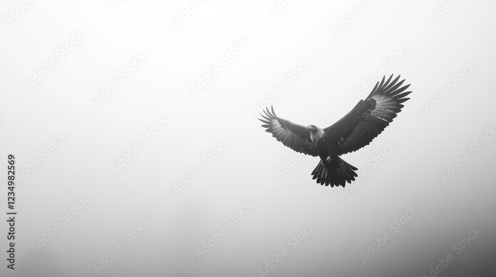 Obraz premium Majestic Bird of Prey in Flight Against a Misty Background