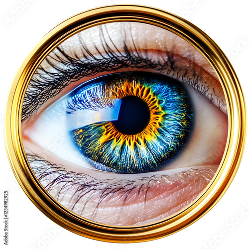 Close-Up of a Blue Eye with a Gold Ring Around the Iris