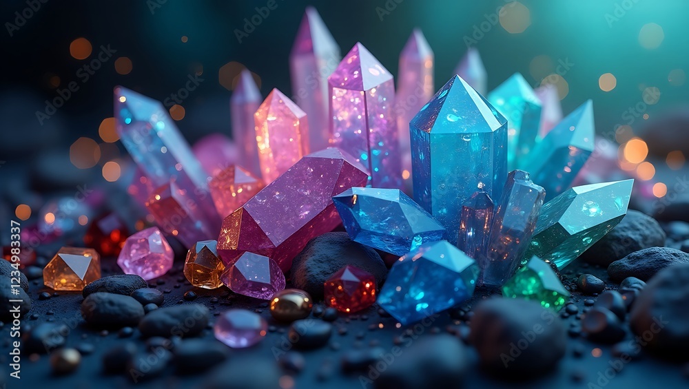 Crystal and gemstone design. Generative Ai.