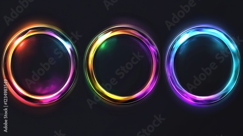 Rank circle frames, Ui game borders evolution frames for rpg game avatars, game ui ux modern elements. A beautiful fantastic children's play template isolated on background.