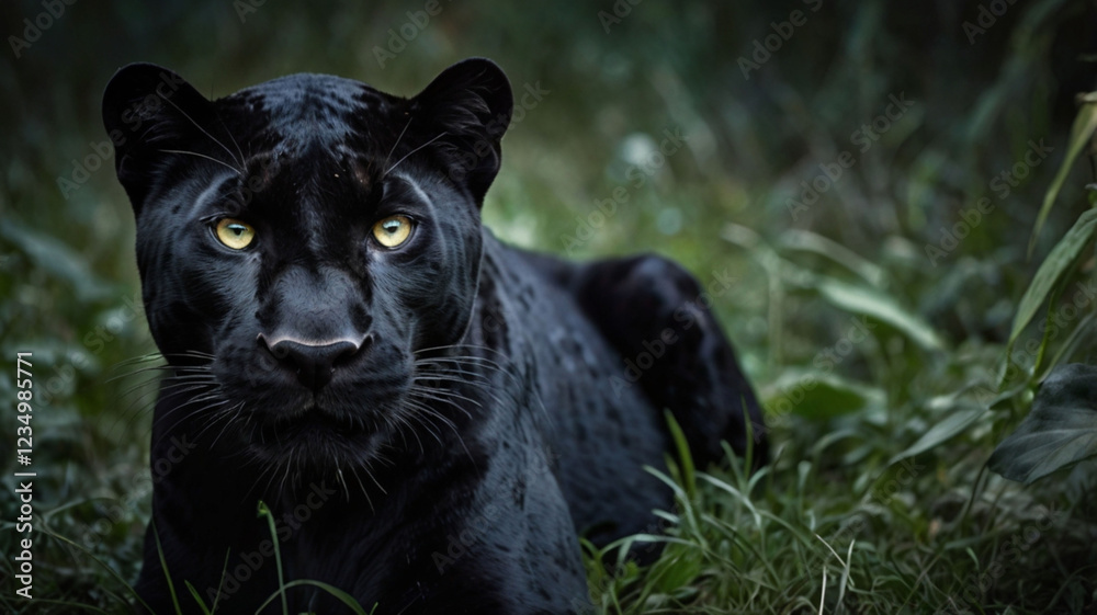 A portrait of a black panther, a wild cat with piercing eyes ai A portrait of a black panther, a wild cat with piercing eyes ai