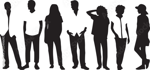 A graphic image of a group of people in various poses, rendered as simple black silhouettes against a white background.