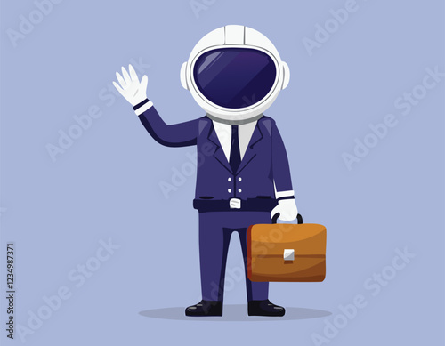 businessman with a briefcase vector flat design with blue background.