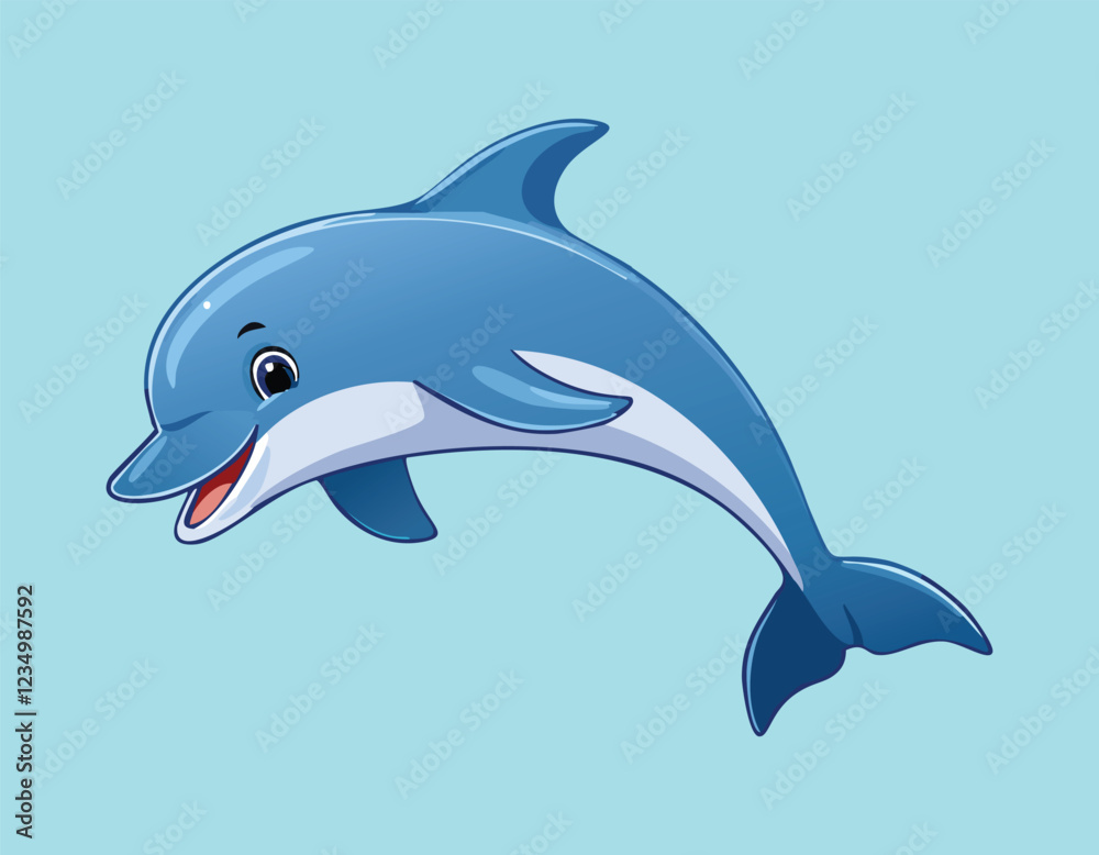 A cute cartoon dolphin jumping out of water and the dolphin jumping flat design. A cute cartoon dolphin jumping out of water and the dolphin jumping flat design.