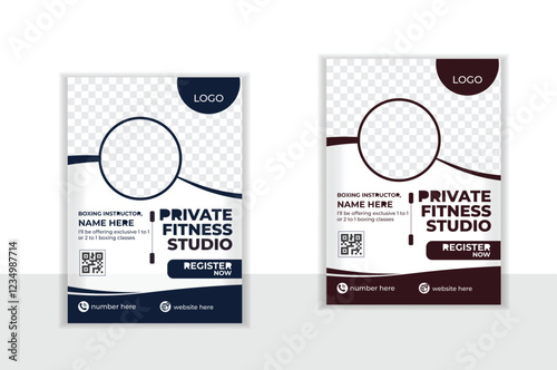 Vector modern fitness studio flyer design