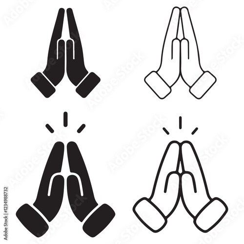Praying hands icon on white illustration. eps