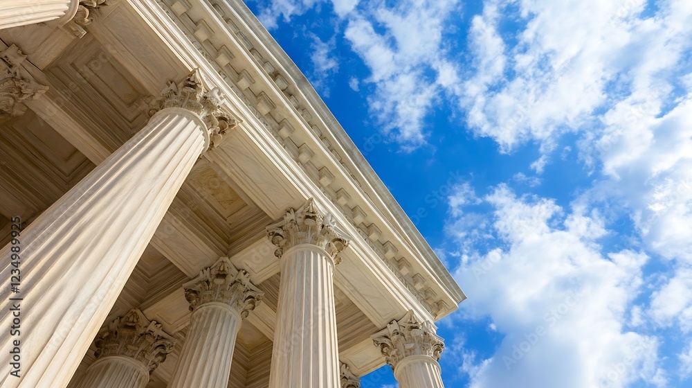 Majestic Classical Columns and Sky with Wispy Clouds : Generative AI Majestic Classical Columns and Sky with Wispy Clouds : Generative AI