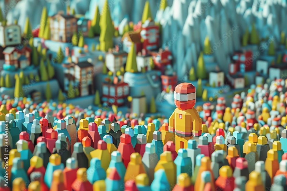 Fototapeta premium A vibrant crowd of colorful figurines in a lively and dynamic environment.