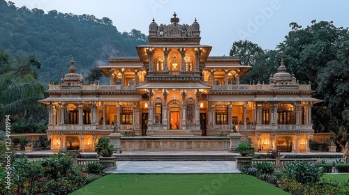 Wallpaper Mural Illuminated Palace Architecture Majestic Hillside Setting Torontodigital.ca