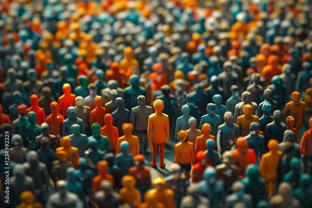 Obraz premium A vibrant sea of figures highlighting individuality in a crowd setting.