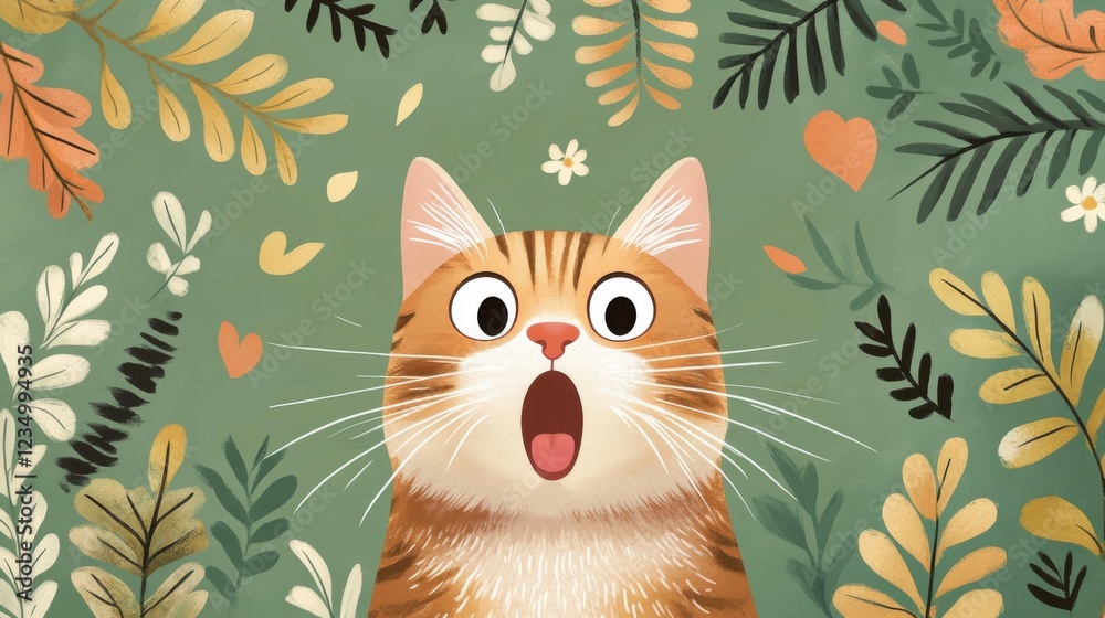 Surprised kitty amidst a garden of leaves and flowers! Surprised kitty amidst a garden of leaves and flowers!