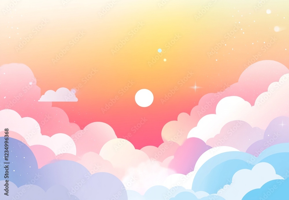 Pastel Rainbow Cloudscape Dreamy Sky Sunset Soft Background Illustration art pink blue calm cute Pastel Rainbow Cloudscape Dreamy Sky Sunset Soft Background Illustration art pink blue calm cute