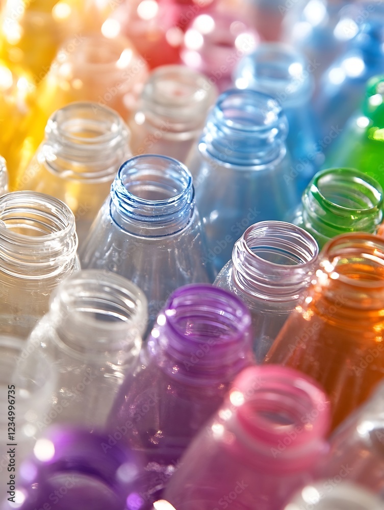 Colorful Array of Recycled Plastic Bottles Showcasing EcoFriendly Art and Design : Generative AI Colorful Array of Recycled Plastic Bottles Showcasing EcoFriendly Art and Design : Generative AI