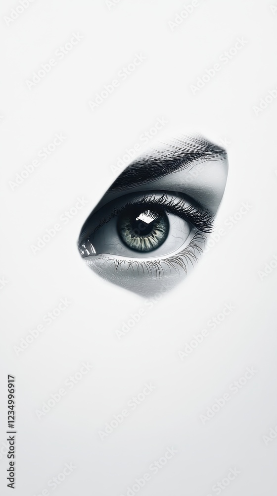 Fototapeta premium A Single Womans Eye Gazing Intensely Forward