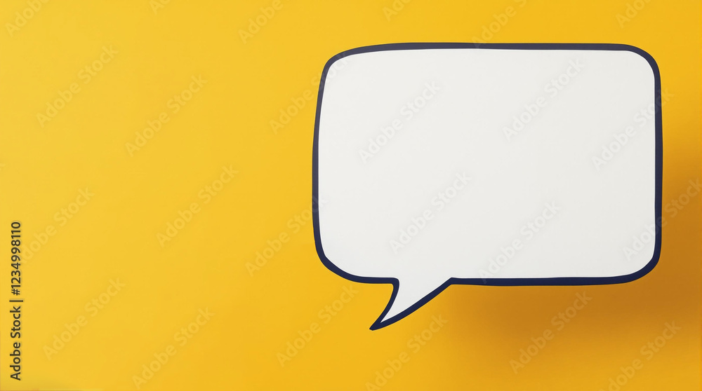 a speech bubble set against a bright yellow backdrop, symbolizing communication and the exchange of ideas a speech bubble set against a bright yellow backdrop, symbolizing communication and the exchange of ideas