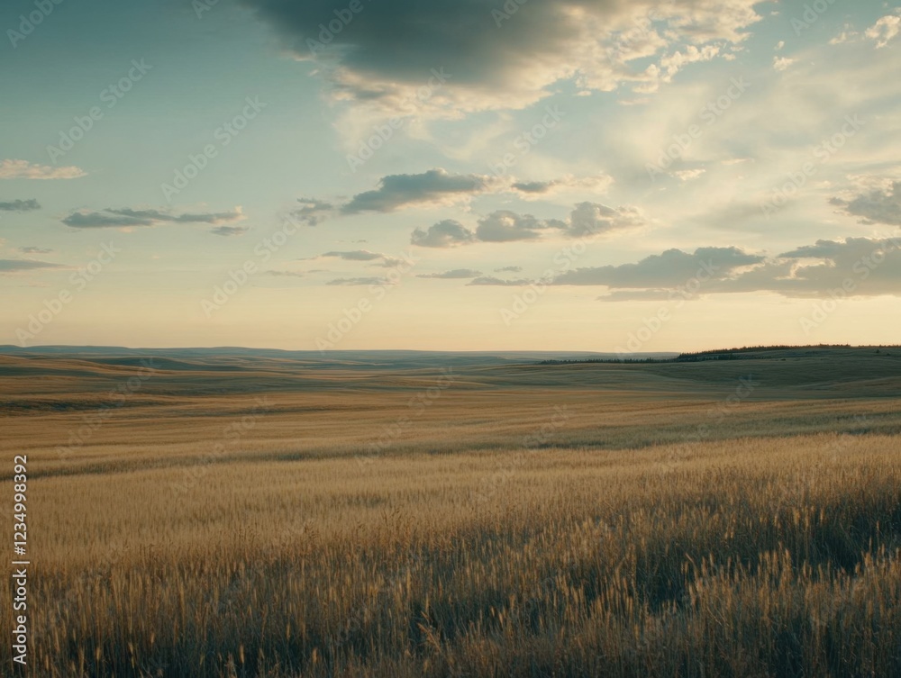 Serene sunset over a vast cornfield with a vibrant blue sky and scattered clouds, creating a peaceful and expansive agricultural landscape. Serene sunset over a vast cornfield with a vibrant blue sky and scattered clouds, creating a peaceful and expansive agricultural landscape.