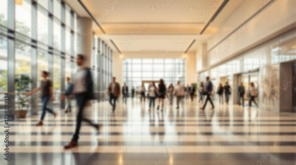 people walking in a spacious lobby with large windows letting in natural light people walking in a spacious lobby with large windows letting in natural light