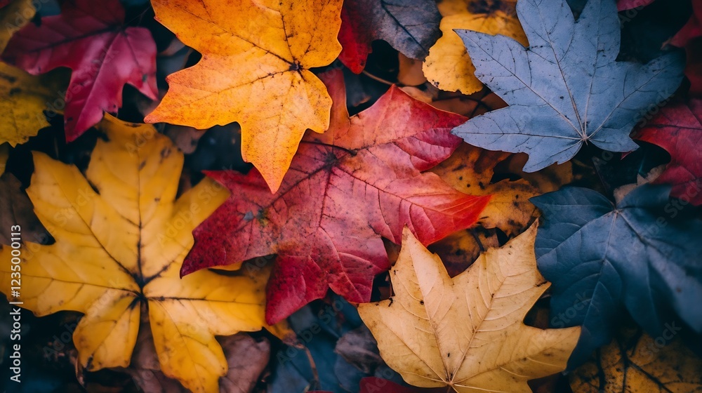 Vibrant autumn maple leaves in various colors creating a seasonal mosaic : Generative AI Vibrant autumn maple leaves in various colors creating a seasonal mosaic : Generative AI