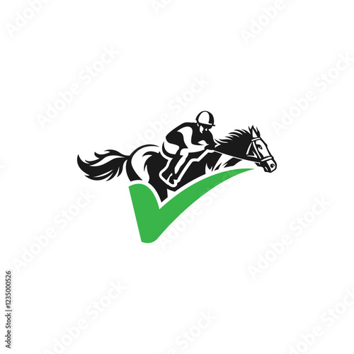 A jockey races his horse, suitable for the logo of a racing club, stable and training, as well as horse racing events