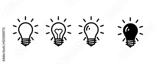 Idea lamp icon collection. Lamp line icon set. Vector Design
