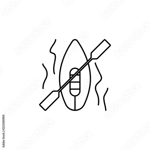 Outline icon Kayak with a paddler, symbolizing water sports.