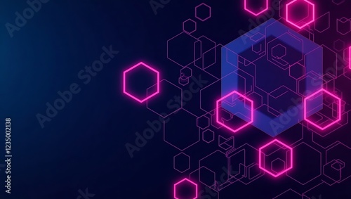 Abstract futuristic neon geometric background. Generative Ai.