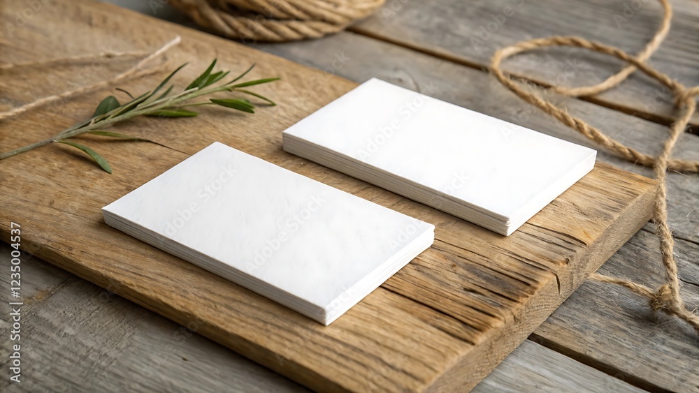 Minimalist Business Card Mockup with Blank White Cards on Rustic Wooden Surface for Branding and Design Minimalist Business Card Mockup with Blank White Cards on Rustic Wooden Surface for Branding and Design