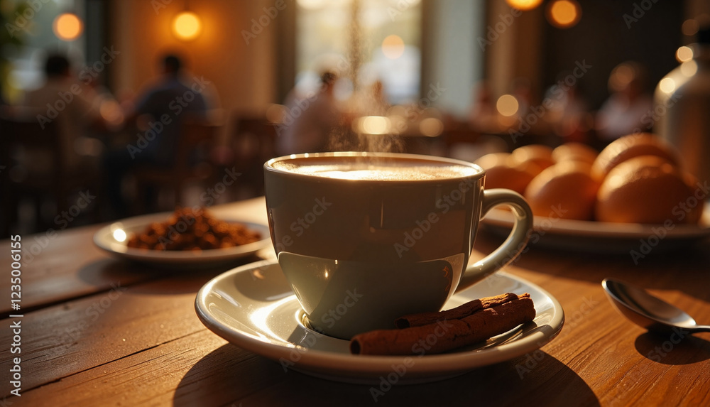 Steaming cardamom Turkish coffee in cozy cafe, Middle Eastern tradition
Steaming cardamom Turkish coffee in cozy cafe, Middle Eastern tradition