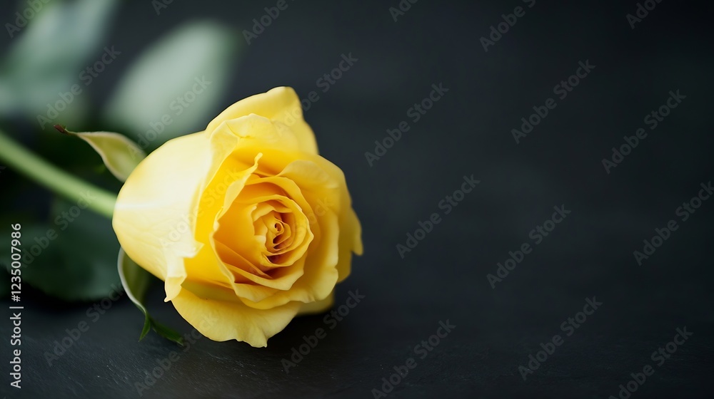 Fototapeta premium Yellow Rose on Dark Background Symbolizing Friendship and Warmth : Generative AI